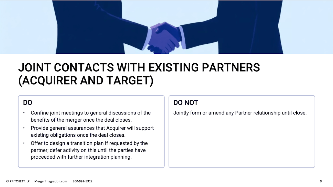 Joint Contacts with Existing Partners (Acquirer and Target)