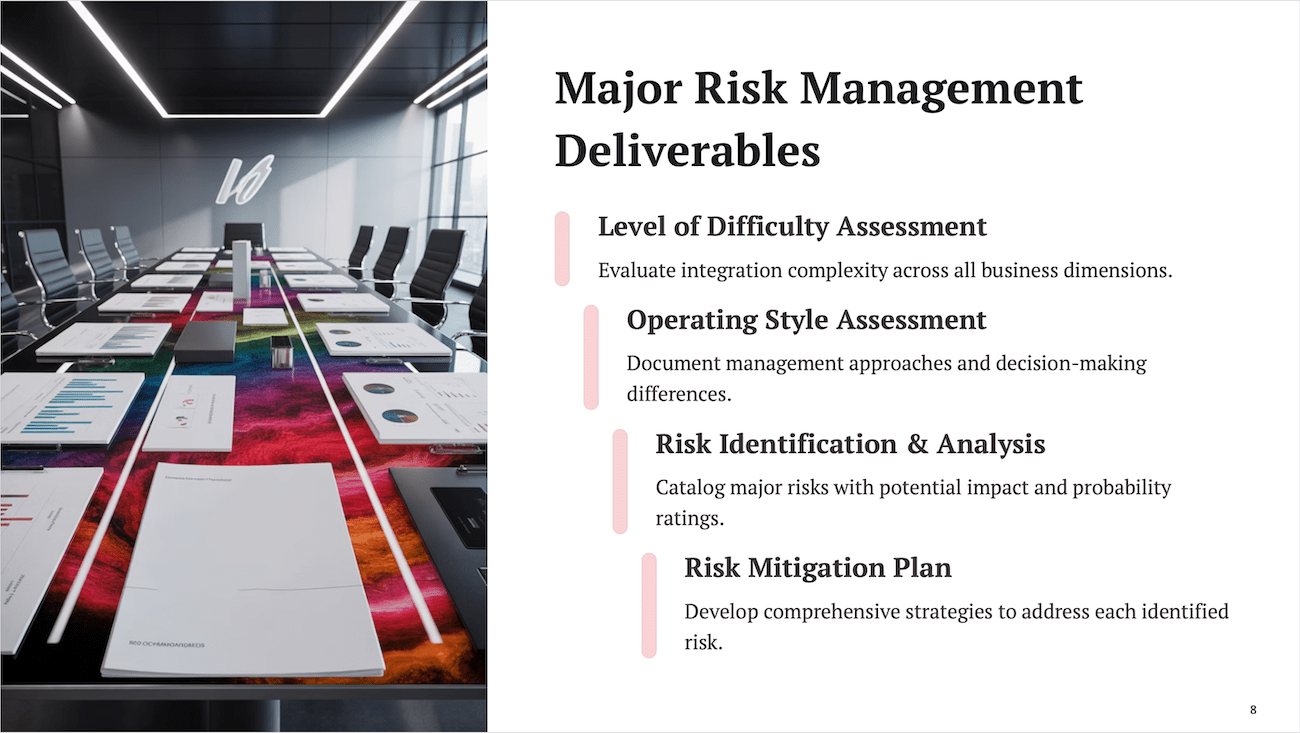 Major Risk Management Deliverables