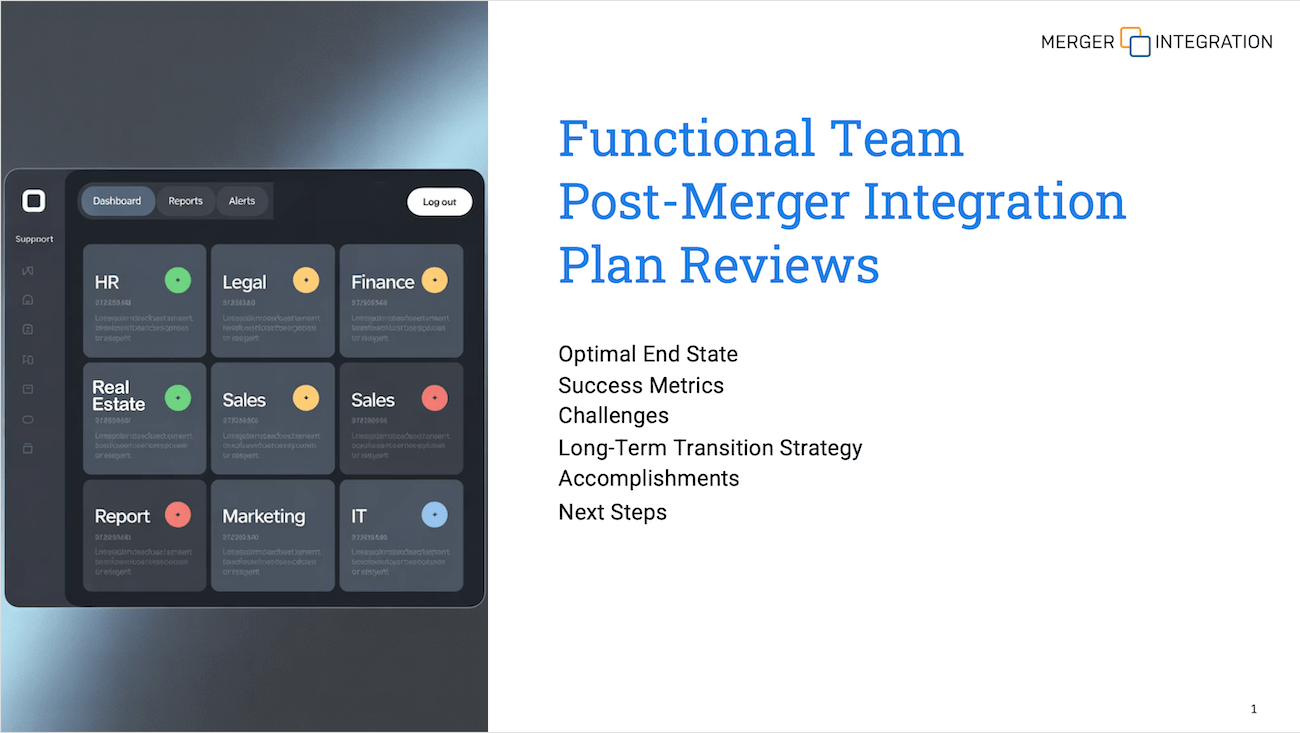Functional Team Post-Merger Integration Plan Reviews
