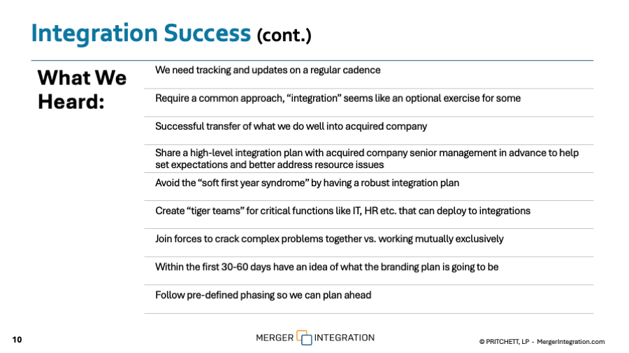 Post-Merger Integration Assessment