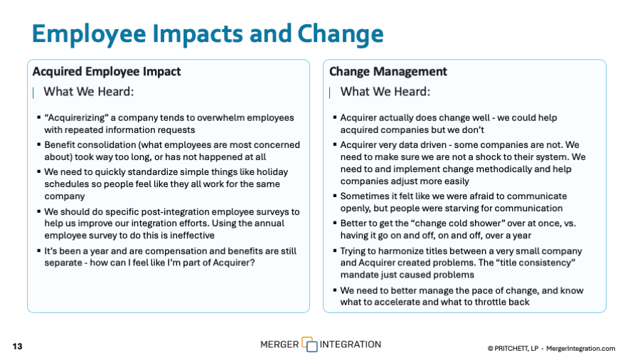 Post-Merger Integration Assessment