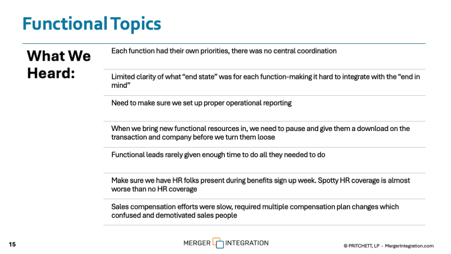Post-Merger Integration Assessment