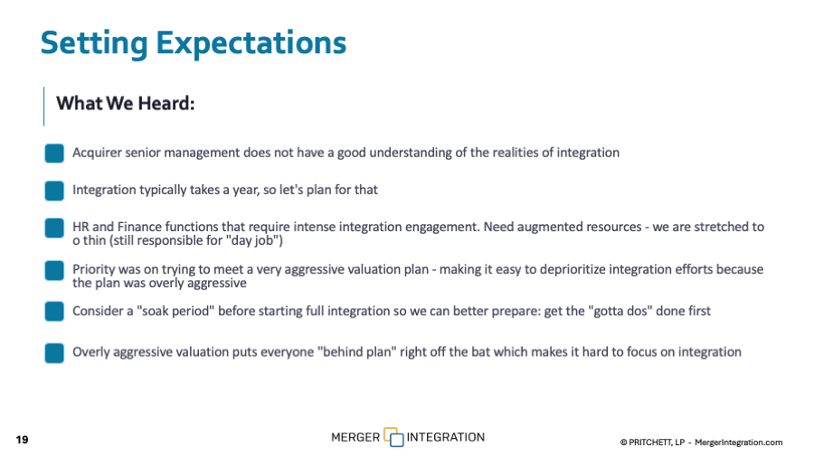 Post-Merger Integration Assessment