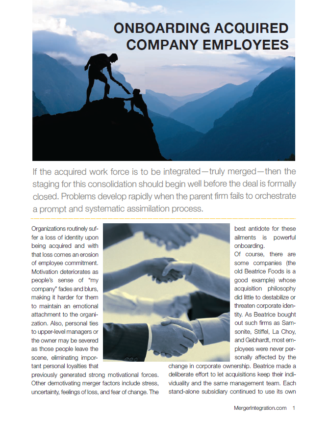 Onboarding Acquired Company Employees