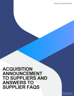Acquisition Announcement to Suppliers and Answers to Supplier FAQs