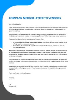 Company Merger Letter to Vendors