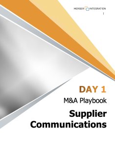 Day 1 M&A Playbook: Supplier Communications -