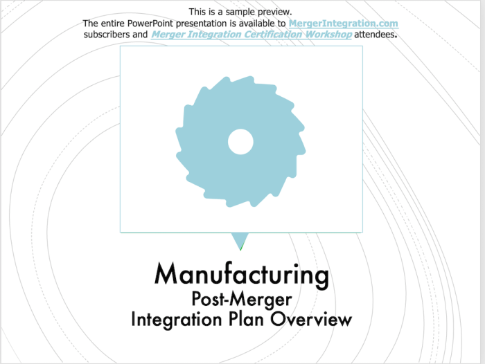 Manufacturing Post-Merger Integration Plan Overview