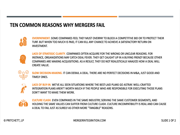 Ten Common Reasons Why Mergers Fail
