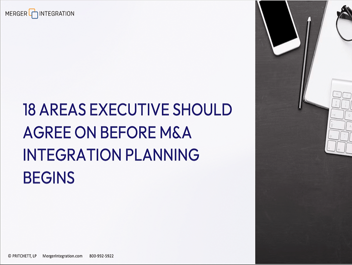 18 Areas Executives Should Agree on Before M&A Integration Planning Begins