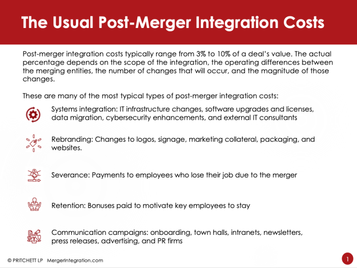 The Usual Post-Merger Integration Costs