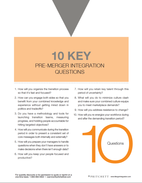 10 Key Pre-Merger Integration Questions