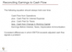 Reconciling Earnings to Cash Flow