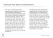 Example key deal considerations