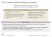 # 10: Undocumented Lessons Learned