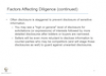 Factors Affecting Diligence (continued)