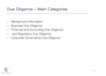 Due Diligence – Main Categories