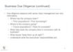 Business Due Diligence (continued)