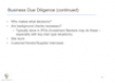 Business Due Diligence (continued)