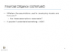 Financial Diligence (continued)