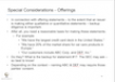 Special Considerations - Offerings