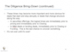 The Diligence Bring-Down (continued)