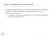 Other Considerations (continued)