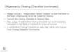 Diligence to Closing Checklist (continued)