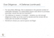 Due Diligence ... A Defense (continued)